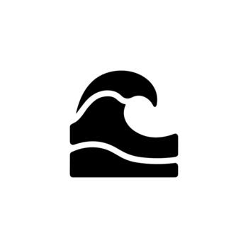 Simple Black Shape Ocean Wave Abstract Graphic Element Isolated vector