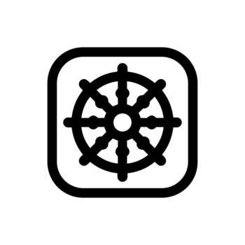 Simple Rounded Wheel of Dharma Icon in a Square Frame Shape vector