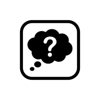 Minimalist Line Art Question Mark in Thought Bubble Icon with Frame vector