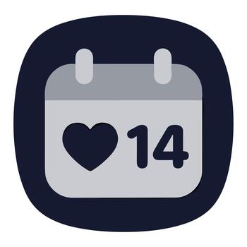 Modern Simple Calendar with Heart and Number 14 Icon Graphic vector