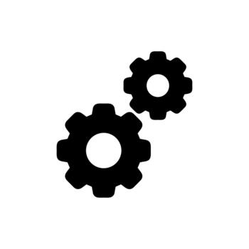 minimalista negro engranaje forma rueda dentada ajuste proceso configuración icono vector