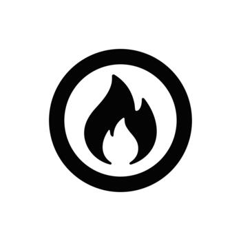Simple Line Fire Flame in Circle Shape Icon Design Element vector