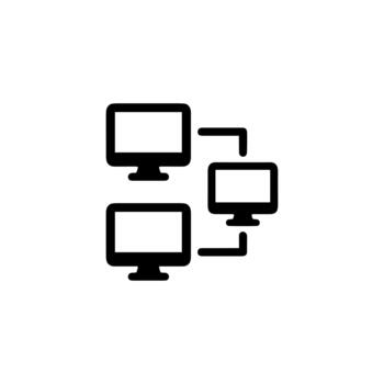 Outline Simple Computer Network Connection Diagram Minimalist Line Icon vector