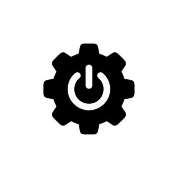 Minimalist Glyph Gear Power Button Symbol Configuration Setting Icon Shape vector