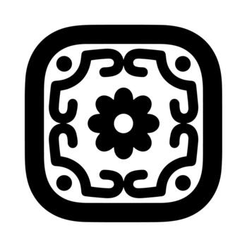 sencillo geométrico flor redondeado cuadrado frontera modelo forma ornamento vector