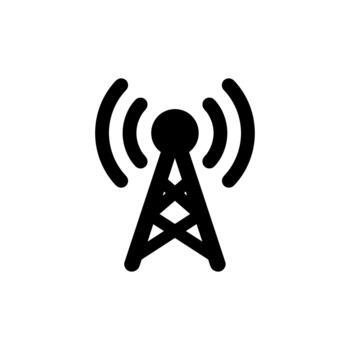 Simple Flat Style Radio Tower Icon Broadcasting Communication Technology vector