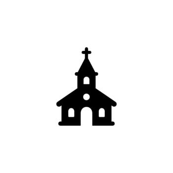 minimalista silueta Iglesia icono con cruzar y sencillo edificio estructura vector