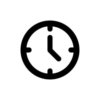 Simple Bold Outline Clock Time Indicator Appointment Deadline Icon vector