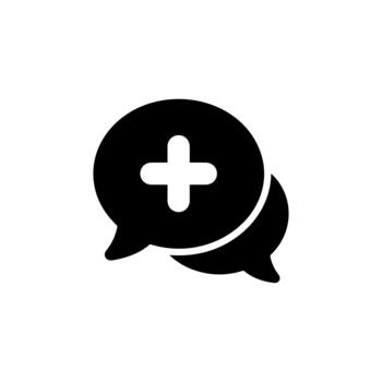 Flat Simple Speech Bubbles with Plus Sign Shape Icon Symbol vector