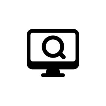 Outline Simple Monitor with Magnifying Glass Display Icon Symbol vector