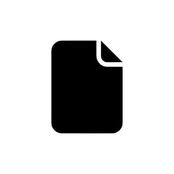 Simple Solid Black File Page Document with Folded Corner Icon vector