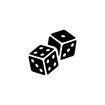 Simple Isolated Two Dice Showing Different Number on Top Icon vector