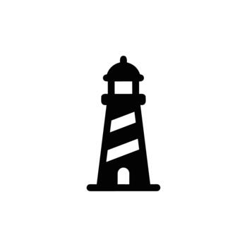 Minimalist Flat Design Lighthouse Structure Building Construction Icon Element vector