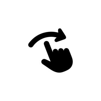 Minimalist Silhouette Swipe Gesture with Hand and Arrow for Interface Design vector