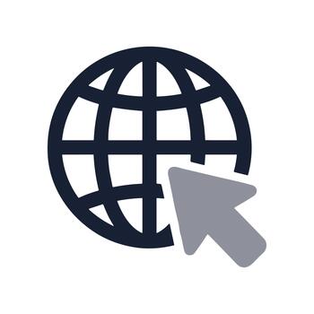 plano estilo global red acceso con flecha cursor icono vector