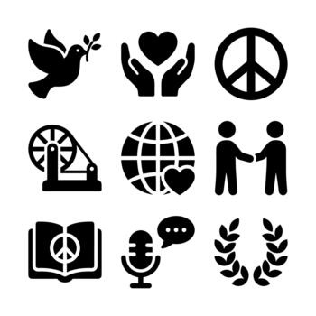 sencillo línea varios paz y unidad relacionado icono concepto ilustración vector