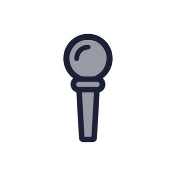 Simple Outline Mic Icon with Rounded Edges Style for Presentation vector