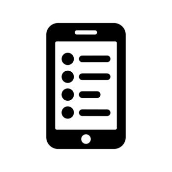 minimalista glifo móvil lista teléfono inteligente solicitud interfaz elemento vector