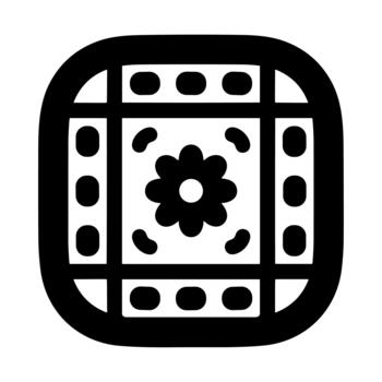 Simple Black and White Square Flower Pattern Design Graphic Element vector