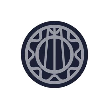 sencillo plano redondo sello gráfico con central Tres bar diseño elemento vector