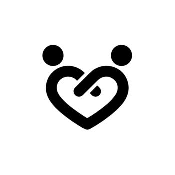 Outline Simple People Heart Shape Intertwined Relationship Connection Icon vector