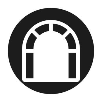 Simple Flat Design Archway Portal Tunnel Entrance with Circular Frame Icon vector