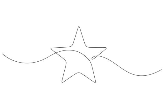 Star continuous one line drawing minimalist style isolate outline illustration vector
