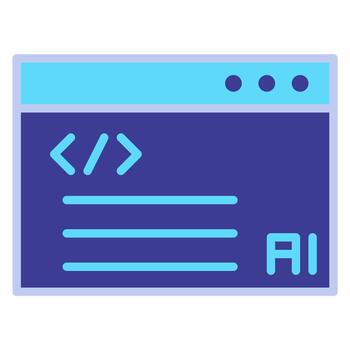 Code page with blue AI code interface vector