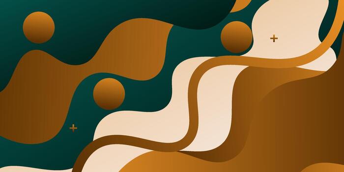 Colorful abstract wave banner background. Simple wave pattern background in gold and green. Eps10 vector
