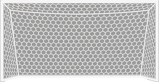 White soccer goal with a hexagonal honeycomb pattern net vector