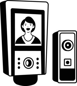 A hand drawn style illustration showing a smart intercom vector