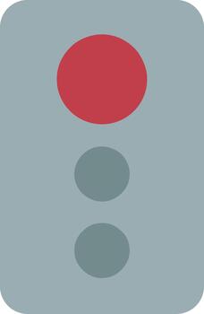 Minimalist vertical traffic light icon with the red stop signal illuminated. vector