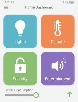 inteligente hogar automatización solicitud interfaz en un móvil teléfono pantalla. vector