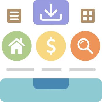 Colorful flat design user interface icons for mobile application. vector