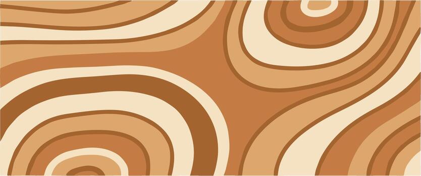 Groovy retro abstract background with wavy lines in earthy tones vector