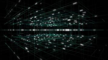 färgrik rör på sig rader i cyberrymden med slumpvis rör på sig binär koda Hej tech design mörk teknologi bakgrund video