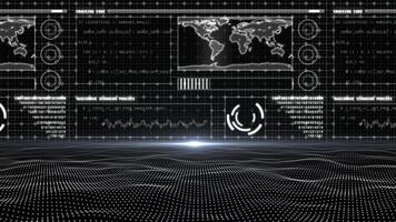 vit Hej tech hud animering med slumpmässig koder och binär koda matris design svart teknologi bakgrund video