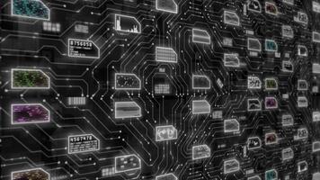 Weiß Komplex Daten Transfer binär Code groß Daten Hallo Technik Matrix Design loopable schwarz Technologie Hintergrund video