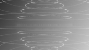 wit kleur roterend circulaire dots vormen een wereldbol vorm met bokeh effect modern ontwerp lus bekwaam donker meetkundig achtergrond video