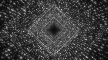 wit kleur plein vorm 3d tunnel met verschijnen en verdwijnen dots modern ontwerp donker meetkundig achtergrond video