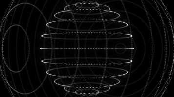 wit kleur roterend circulaire dots vormen een wereldbol vorm modern ontwerp lus bekwaam donker meetkundig achtergrond video