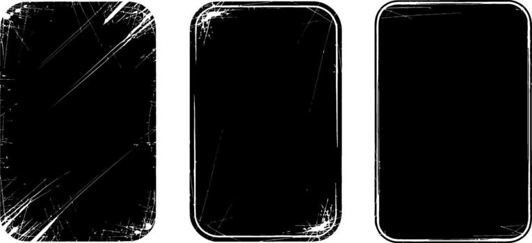 Three black rectangular frames isolated on vector