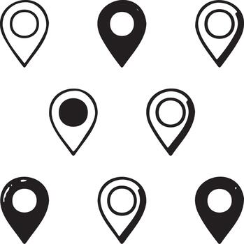Set of Map Pin and Location Marker Icons vector