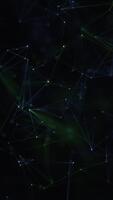 verde blu plesso Tech sfondo con raggiante collegamento Linee e dati nodi. digitale dati Rete connessioni concetto. Questo moderno verticale tecnologia animazione è pieno HD e un' senza soluzione di continuità ciclo continuo. video