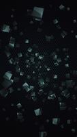 eleganta teknologi bakgrund med skinande spinning metallisk kub former på en mörk maska. full hd looping vertikal tech animation. video