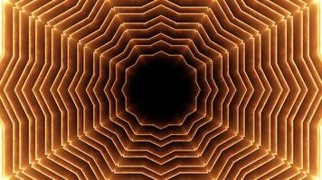 glühend konzentrisch sechseckig Wellen Bildung Tunnel Animation. video