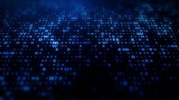 abstrakt Digital Blau Matrix Code Hintergrund mit glühend Figuren. video