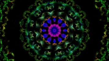 lysande färgrik roterande kalejdoskop mandala fraktal animering slinga. video