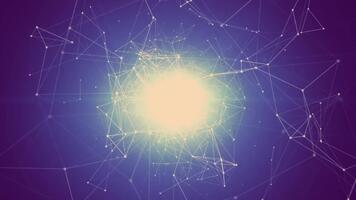 pulserande plexus nätverk runt om ljus lysande kärna. video
