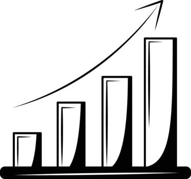 A sketchy style illustration showing a growth chart vector